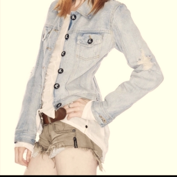 OneTeaspoon 'Rebel Hell' Distressed Denim Jacket Sz4 - Picture 10 of 16